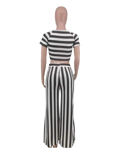 Casual Round Neck Tops and Pants Women Suits