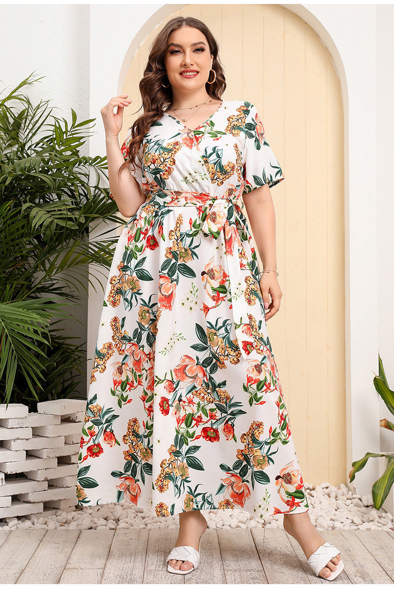 Women Floral Print Plus Sizes Dresses