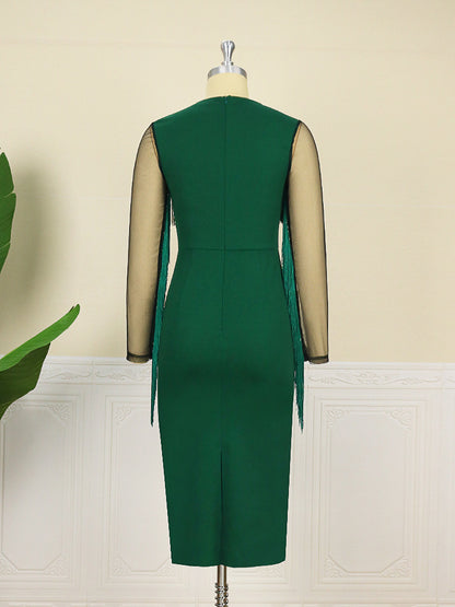 Sexy See Through Green Tight Women Party Dresses