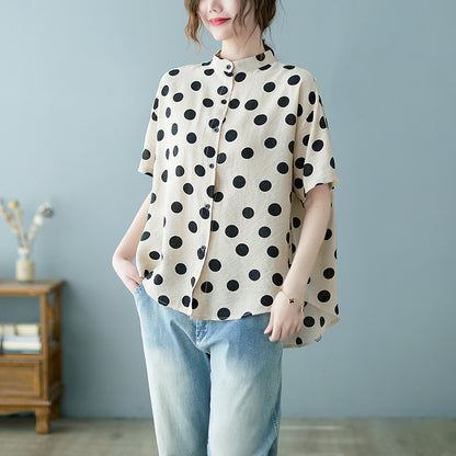 Summer Apricot Dot Women Shirts