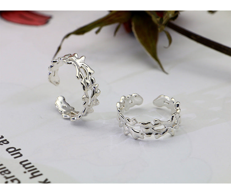 Luxury Irregular Open End Sterling Silver Rings