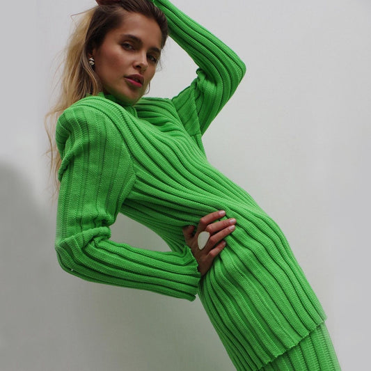 Leisure Women Knitting Two Pieces Sweater Suits