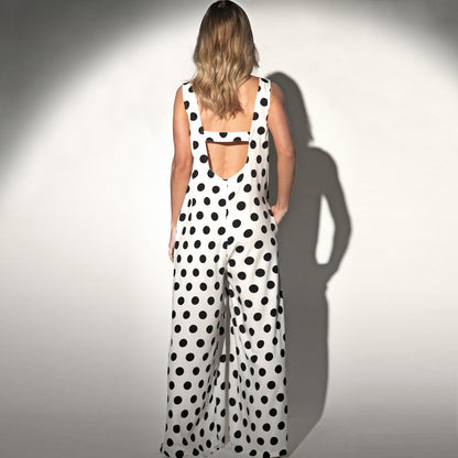 Casual Summer Dot Print Backless Women Jumpsuits