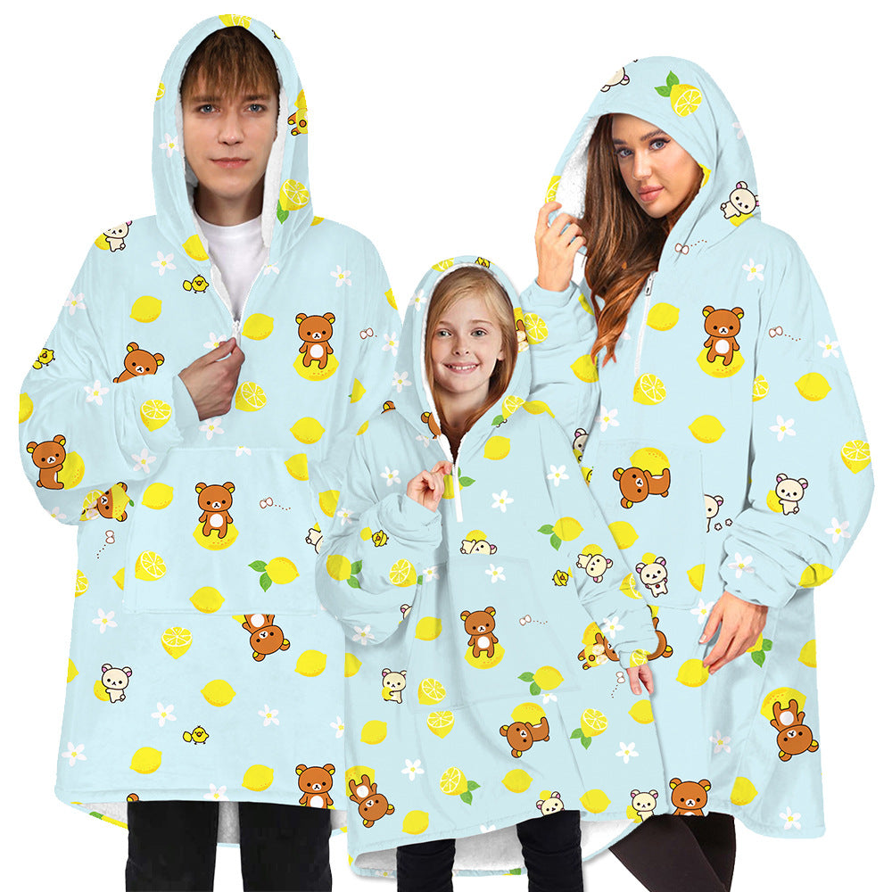 Soft Bee Print Lazy Wearable Watching TV Blanket