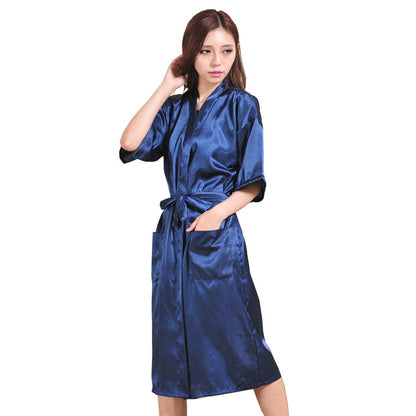 Sexy Satin Mother of Bride Wedding Women Long Night Gown