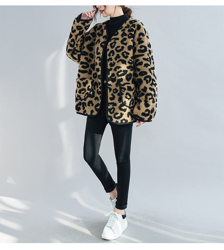 Fashion Leopard Artificial Fur Women Coats