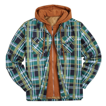 Plaid Winter Hoodies Jacket Outerwear for Men