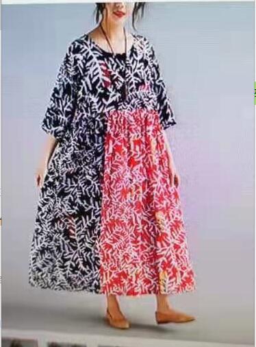 Summer Leaf Print Plus Sizes Cozy Dresses