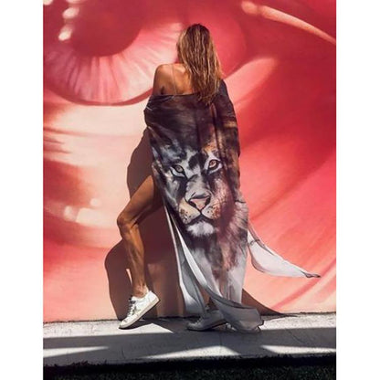 New Women Lion Print Cover Ups-STYLEGOING