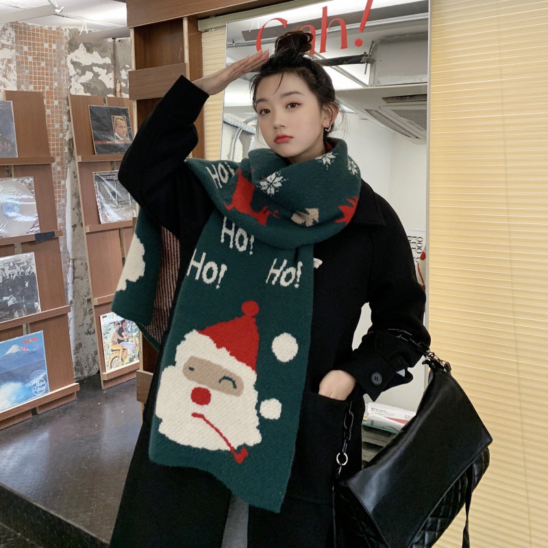 Christmas Santa Claus Knitted Winter Scarves for Gifts
