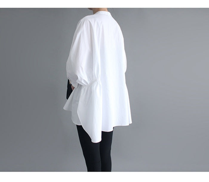 Women Irregular 3/4 Length Sleeves White Shirts