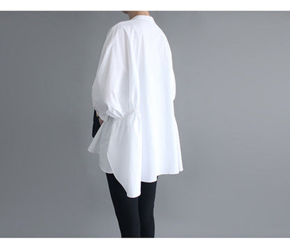 Women Irregular 3/4 Length Sleeves White Shirts