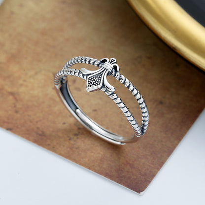 Vintage Hip Hop Cross Design Sterling Sliver Rings for Women