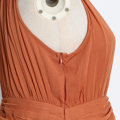 Chiffon High Neck Sleeveless Long Dresses