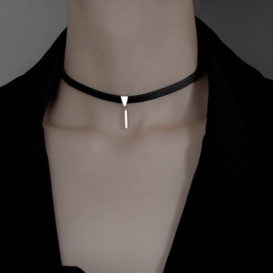 Black Leather Simple Style Necklace for Women