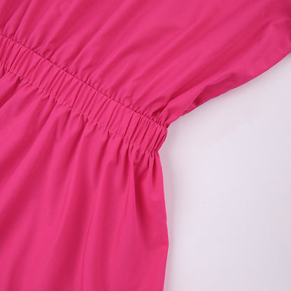 Vintage Long Sleeves Elastic Waist Short Dresses