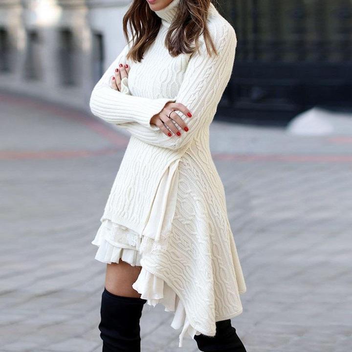 Women Plus Size Winter Sweater Dresses-STYLEGOING