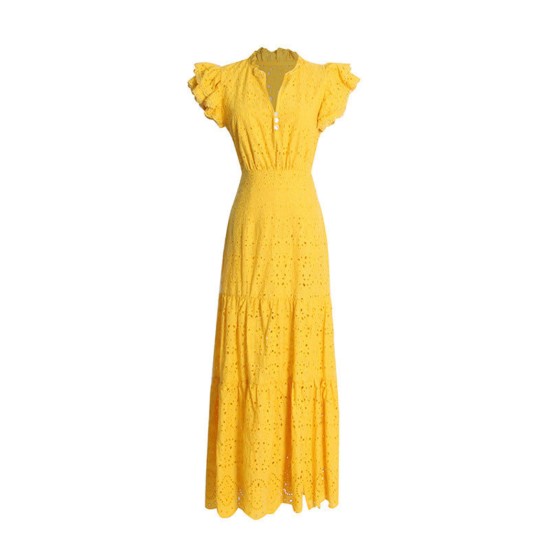 Vintage Embroidery Long Lace Dresses