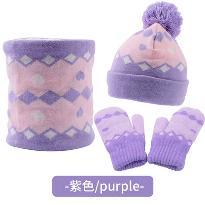 Winter Knitting Hats Gloves Scarfs 3pcs/set