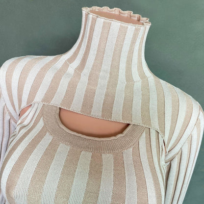 Sexy High Neck Knitting Women Short Tops Suits