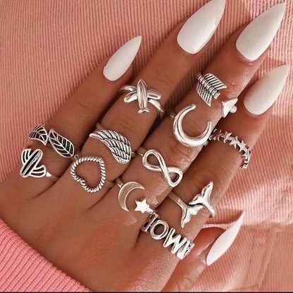 Vintage Boho Style Micro Inlays Ring Sets