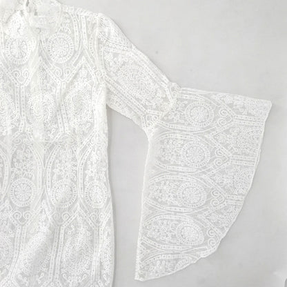 White Lace Trumpet Sleeves Women Party Dresses