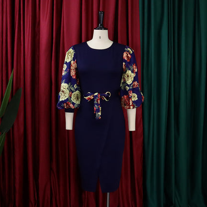 Classy Floral Print Plus Sizes Dresses for Women