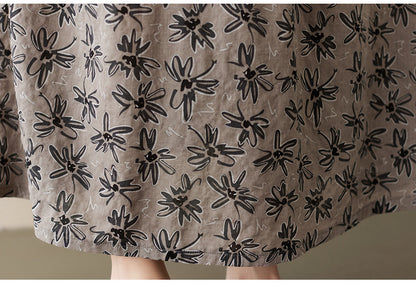 Vintage Leaf Print Plus Sizes Women Dresses