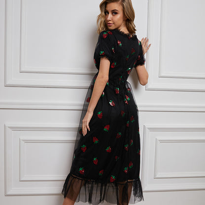 Sweet Puff Sleeves Strawberry Plus Sizes Summer Dresses