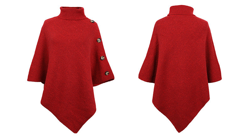 Winter High Neck Knitted Women Cape Coats