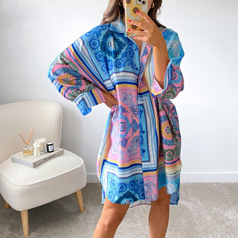 Casual Printed Long Women Loose Shirts