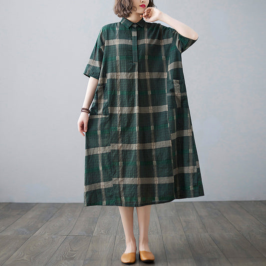 Summer Casual Linen Plus Sizes Midi Dresses