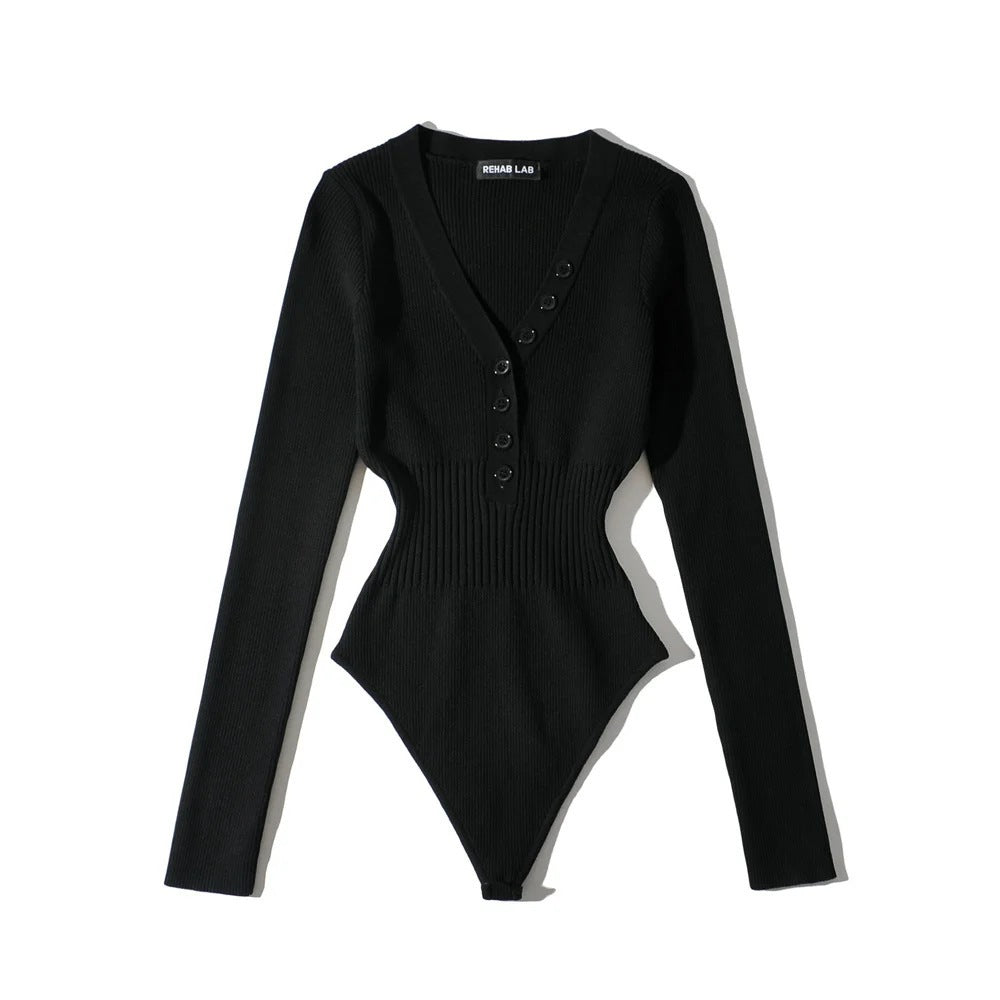 Women Slim Waist Long Sleeves Knitting Basic Romper Shirts