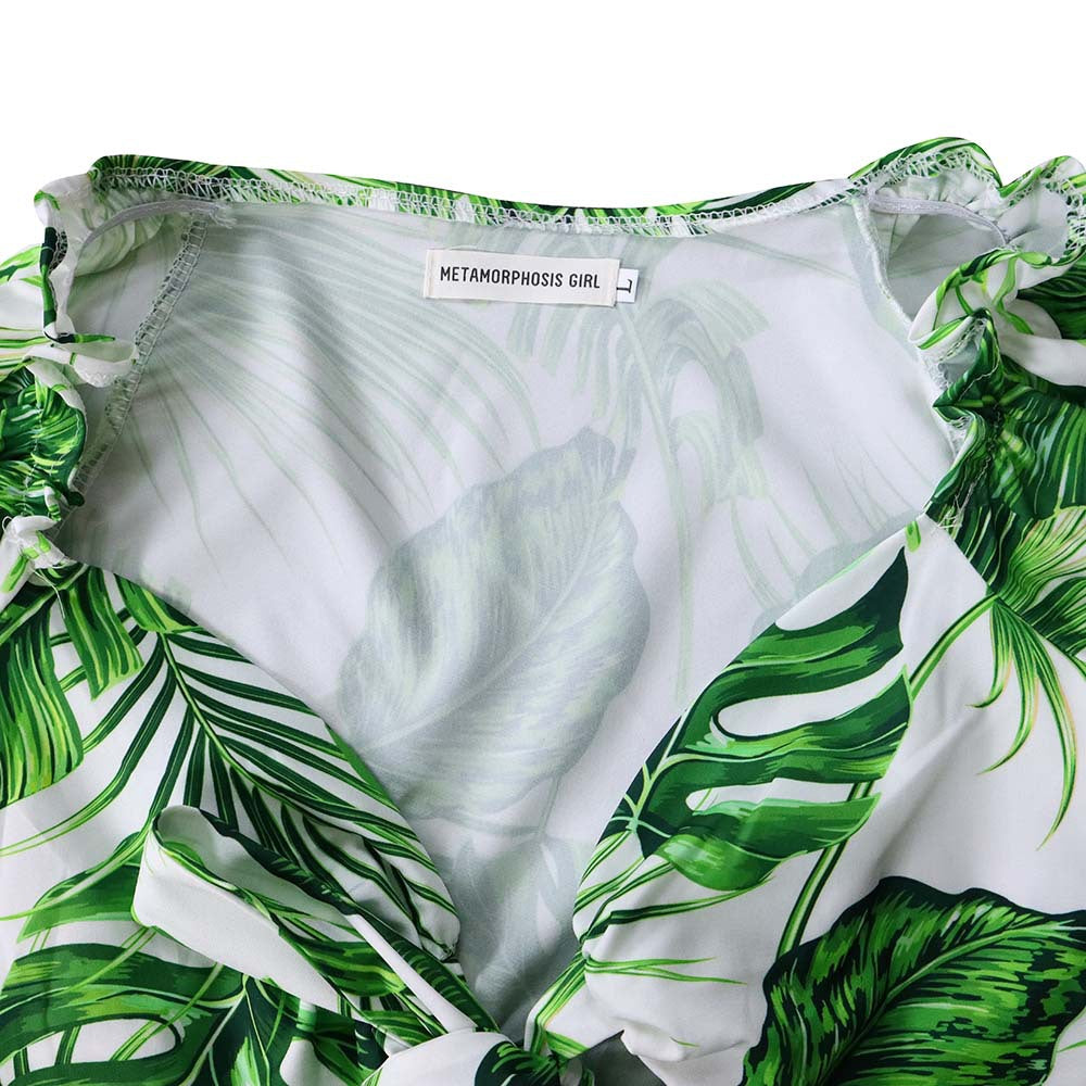 Casual Leaf Print Two Pieces Women Suits