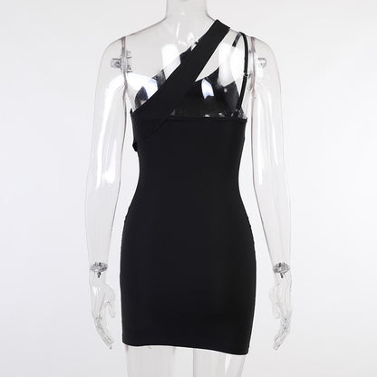 Sexy Black One Shoulder Short Dresses for Women