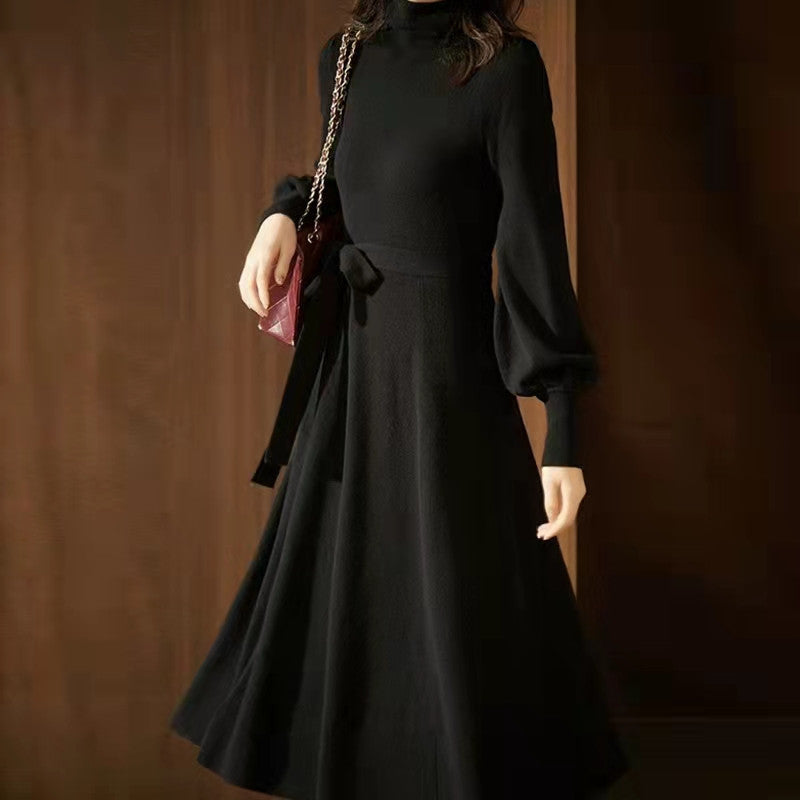Elegant Turtleneck Woolen Fall Knitting Dresses