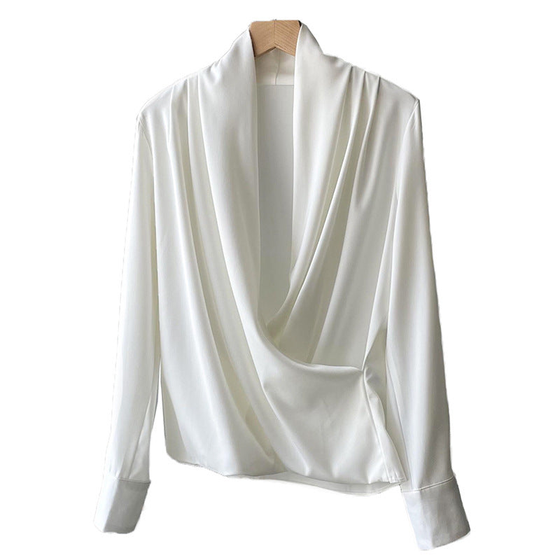 Elegant Satin Long Sleeves Office Lady Shirts