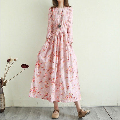 Vintage Cotton Women Plus Sizes Long Dresses