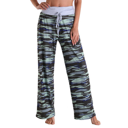 Casual Floral Print Women High Waist Trousers for Homewear
