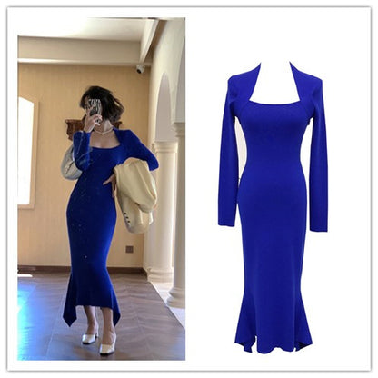 Vintage Square Neckline Mermaid Long Dresses