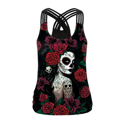 Summer 3d Human Skeleton Print Tank Tops for Women