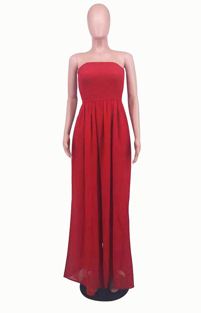 Sexy Strapless High Waist Chiffon Summer Jumpsuits