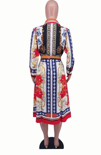 Vintage Floral Print Long Sleeves Shirts Dresses