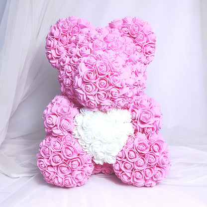 Valentine's Gift Preserved Flowers Rose Bear 25cm