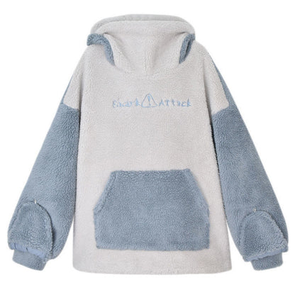 Warm Shark Fleece Plus Sizes Hoodies Top