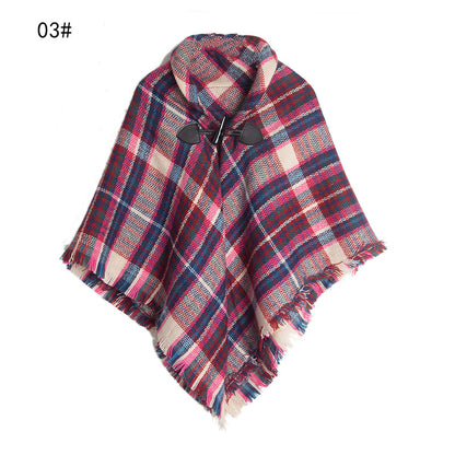 Winter Plaid Cloak Capes for Kids