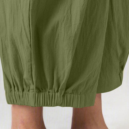 Loose High Waist Cropped Wide Legs Pants