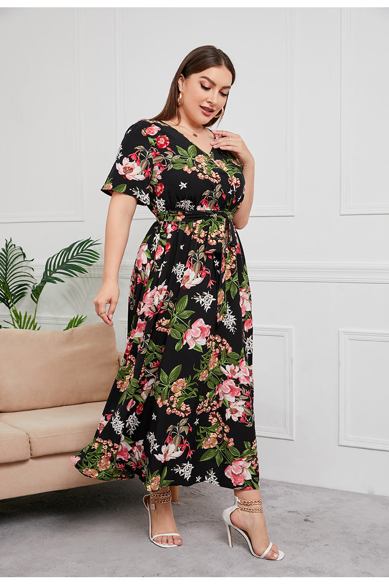 Women Floral Print Plus Sizes Dresses
