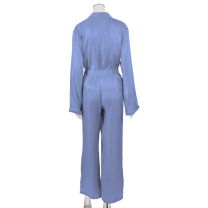 Classy Casual Women Long Sleeves Shirts and Wide Leg Pants