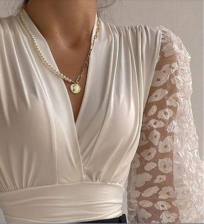 Casual Lace Women Top Blouses
